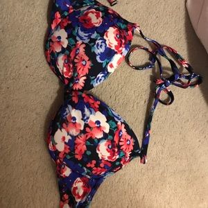 Halter floral swim top